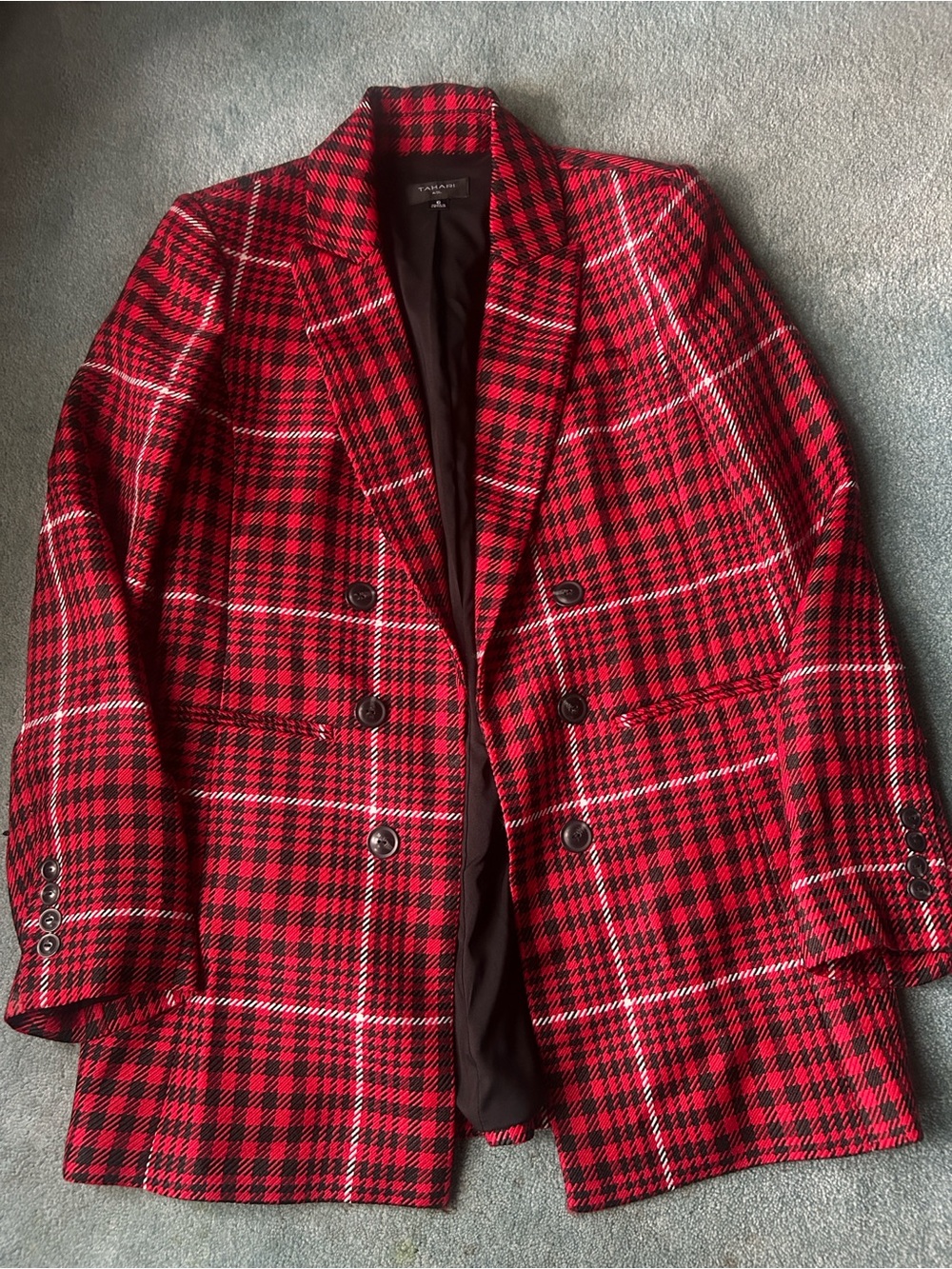 Tahari Red Plaid Blazer